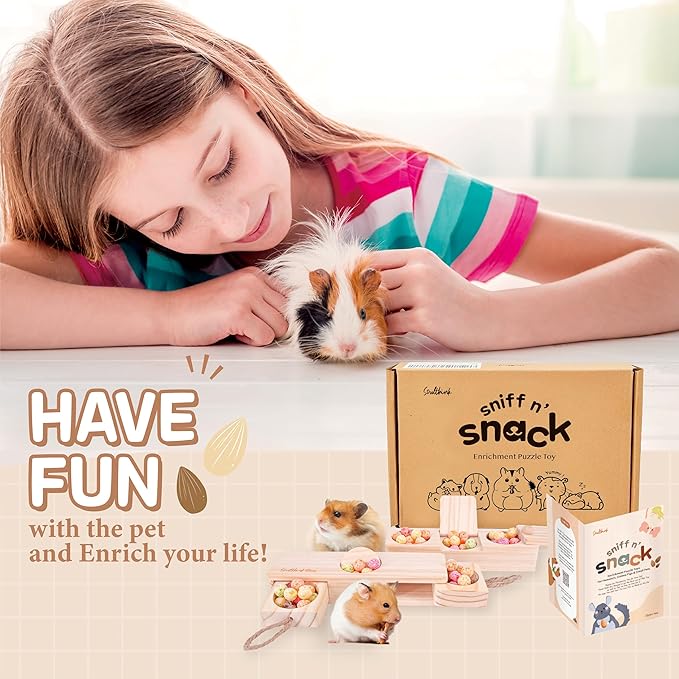 SoulThink Sniff n' Snack Wooden Foraging Toy – 2 Sets | Rabbit, Guinea Pig & Hamster