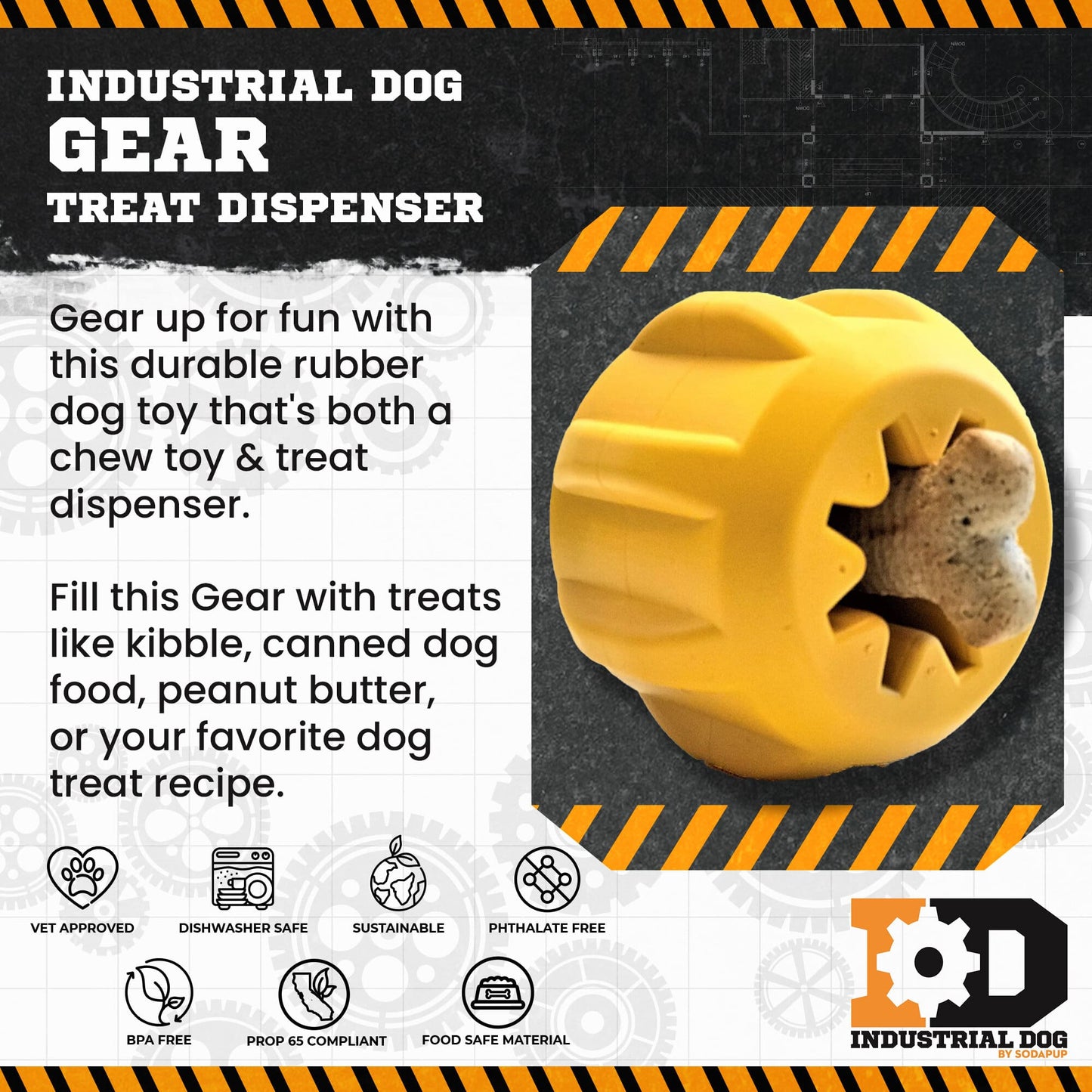 SodaPup Gear eDispenser – Natural Rubber Yak Chew Holder & Treat Toy