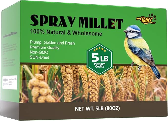 RANZ Sun-Dried Millet Spray for Birds, GMO-Free (5 LB)
