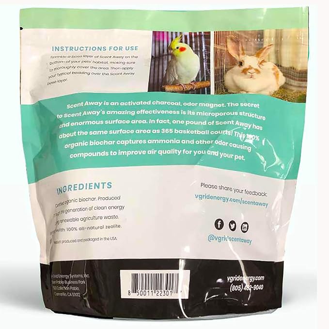 Scent Away Natural Small Animal Bedding Deodorizer, Fragrance-Free (4 LB)