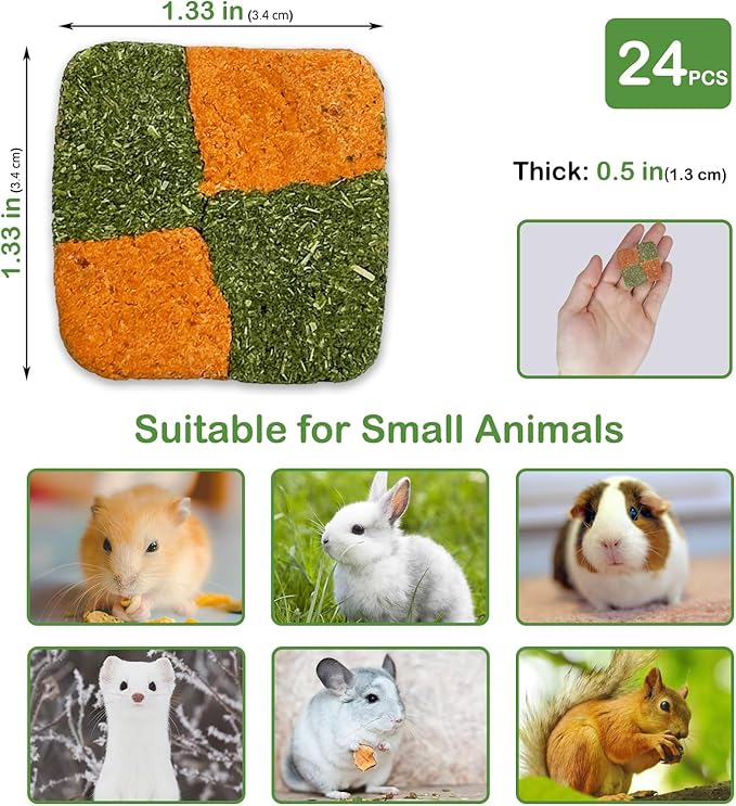 Fhiny Timothy Hay & Carrot Chew Biscuits for Small Animals (24-Pack)