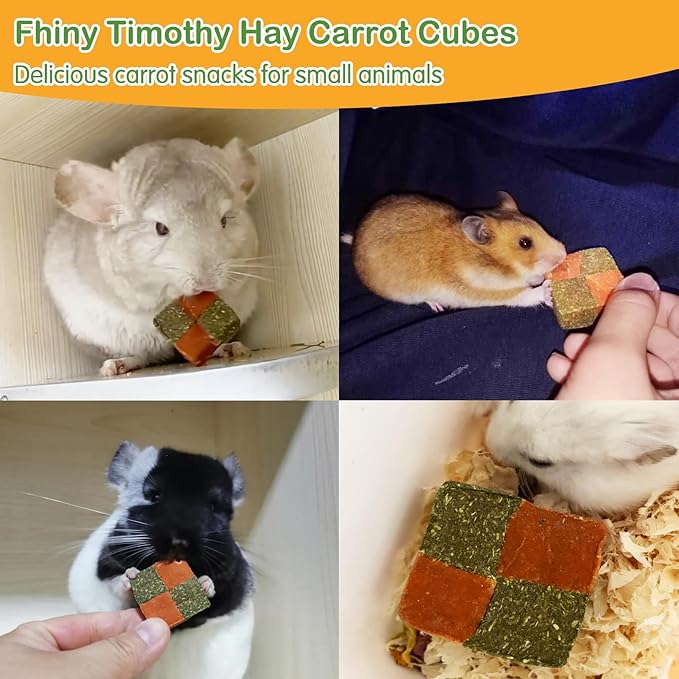 Fhiny Timothy Hay & Carrot Chew Biscuits for Small Animals (24-Pack)