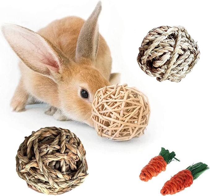 Hamiledyi Seagrass Activity Mat & Chew Toy Set for Small Animals