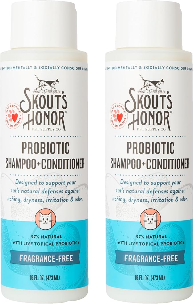 Skout's Honor Probiotic Cat Shampoo & Conditioner – Fragrance Free, 2-Pack (32 fl oz)