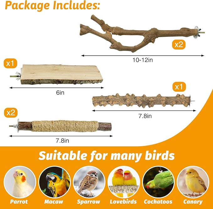 Kathson Natural Grapevine Bird Perches (5-Pack)