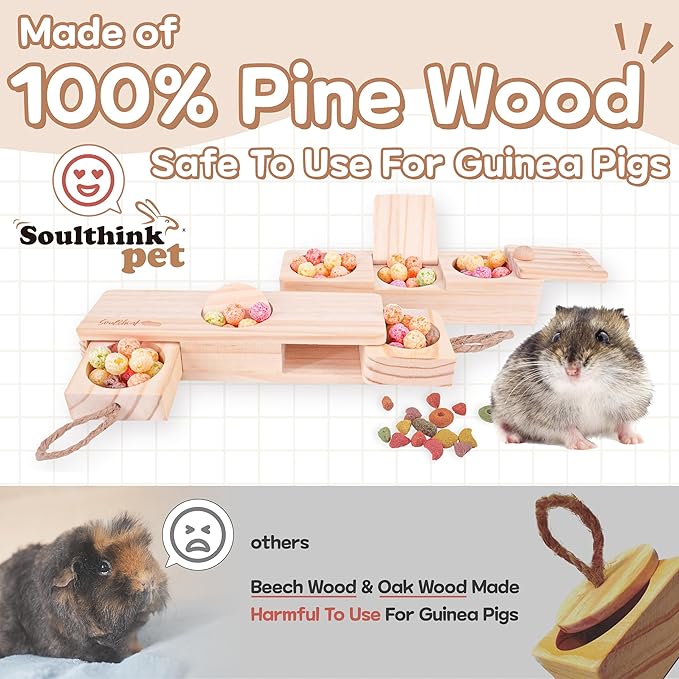 SoulThink Sniff n' Snack Wooden Foraging Toy – 2 Sets | Rabbit, Guinea Pig & Hamster