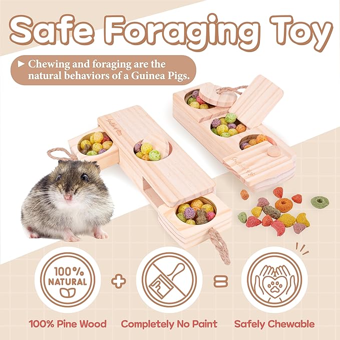 SoulThink Sniff n' Snack Wooden Foraging Toy – 2 Sets | Rabbit, Guinea Pig & Hamster