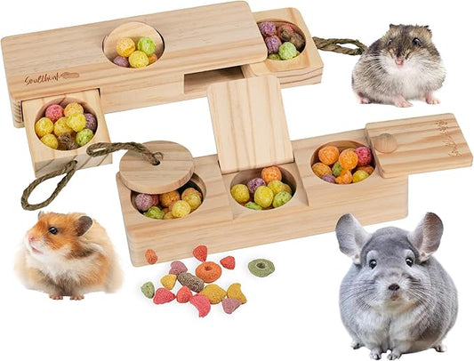 SoulThink Sniff n' Snack Wooden Foraging Toy – 2 Sets | Rabbit, Guinea Pig & Hamster