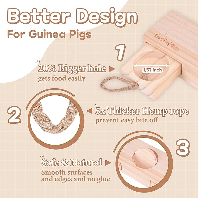 SoulThink Sniff n' Snack Wooden Foraging Toy – 2 Sets | Rabbit, Guinea Pig & Hamster