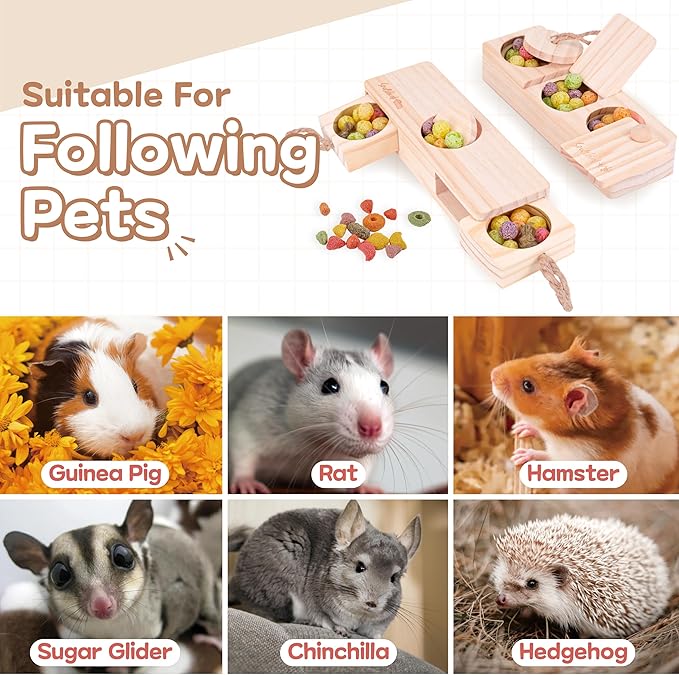 SoulThink Sniff n' Snack Wooden Foraging Toy – 2 Sets | Rabbit, Guinea Pig & Hamster