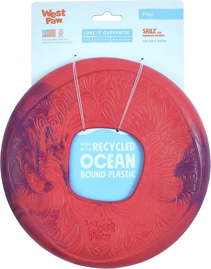 West Paw Seaflex Sailz Flying Disc Dog Toy – Eco-Friendly Zogoflex | Made in USA