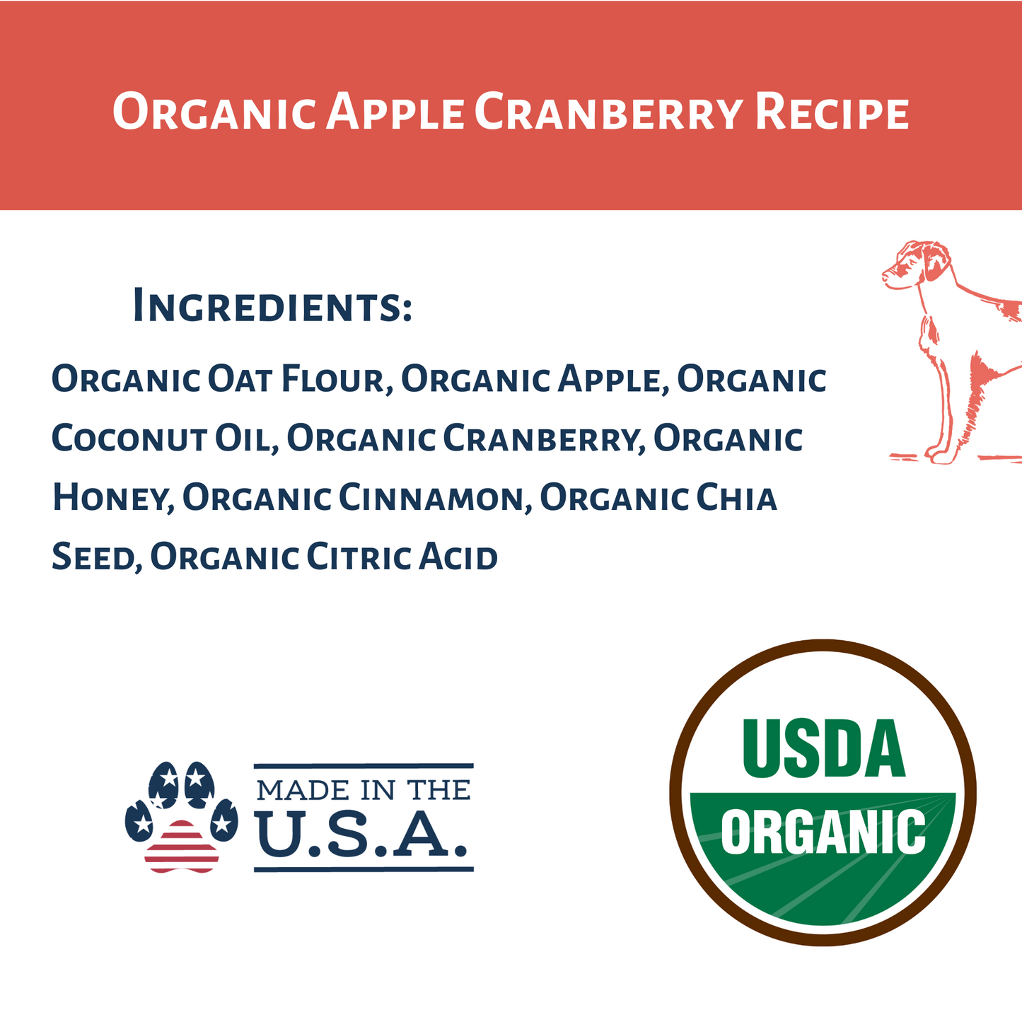 Dog Mamma's Organic Apple Cranberry Dog Treats – 6 oz | USDA Organic