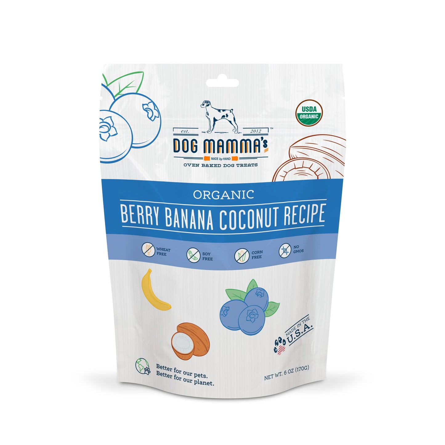 Dog Mamma's Organic Berry Banana Coconut Dog Treats – 6 oz | USDA Organic