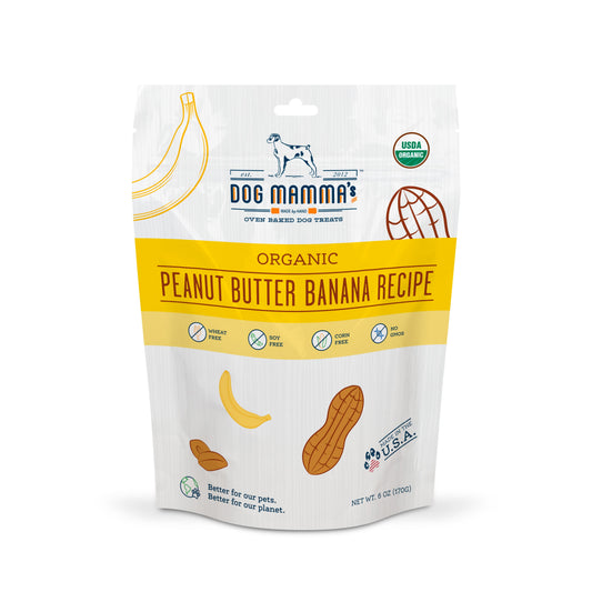 Dog Mamma's Organic Peanut Butter Banana Dog Treats – 6 oz | USDA Organic