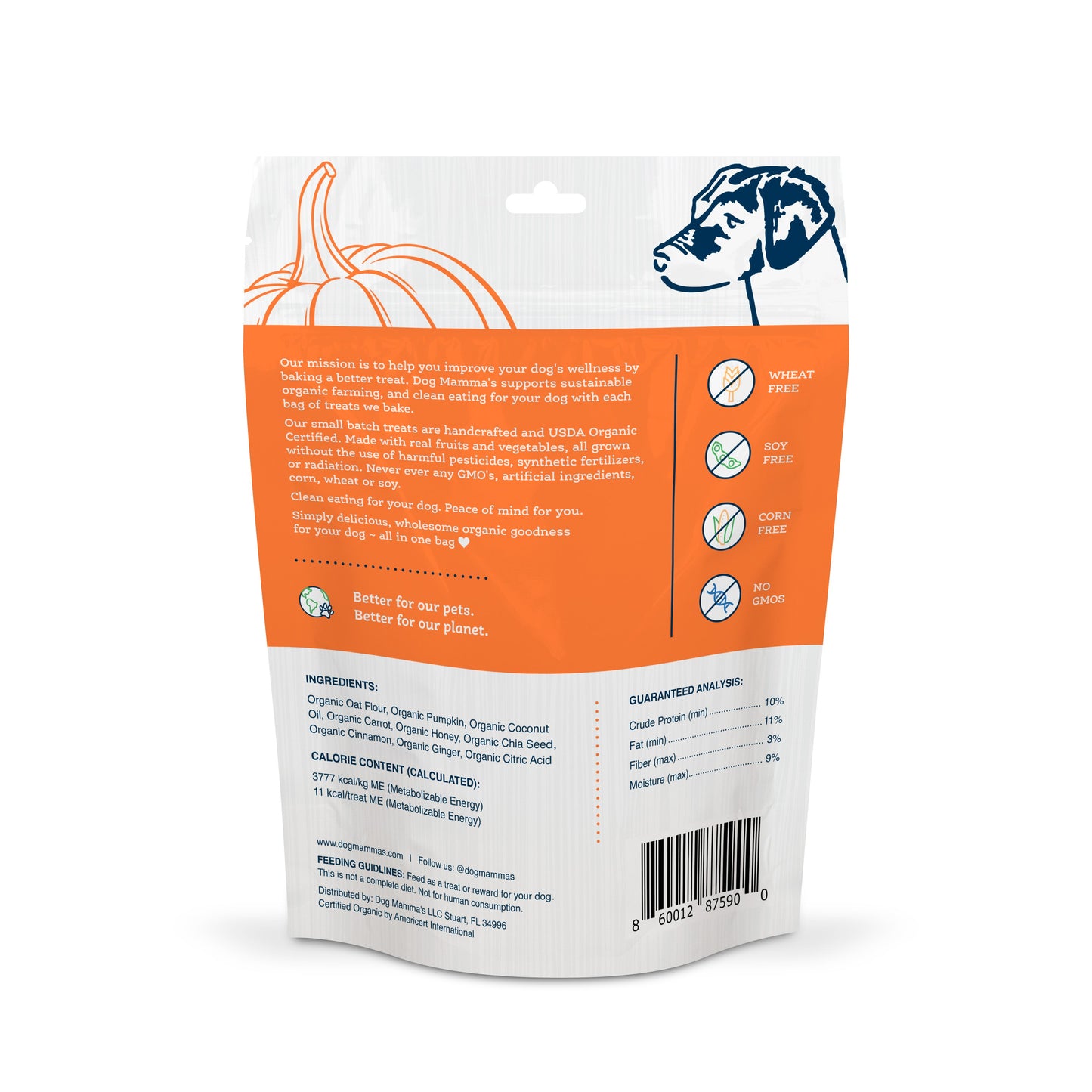 Dog Mamma's Organic Pumpkin Snaps Dog Treats – 6 oz | USDA Organic