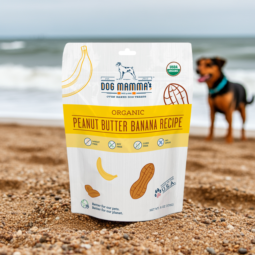 Dog Mamma's Organic Peanut Butter Banana Dog Treats – 6 oz | USDA Organic