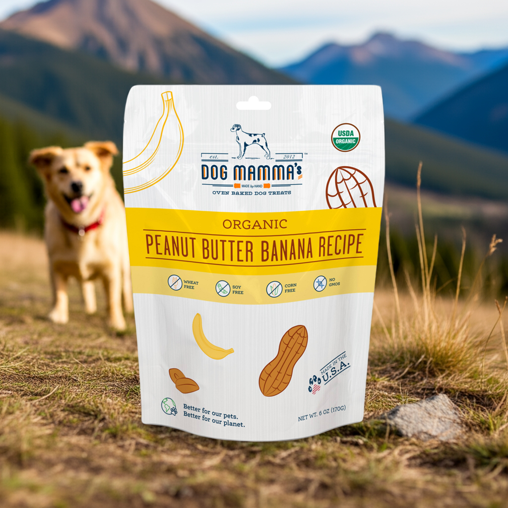 Dog Mamma's Organic Peanut Butter Banana Dog Treats – 6 oz | USDA Organic