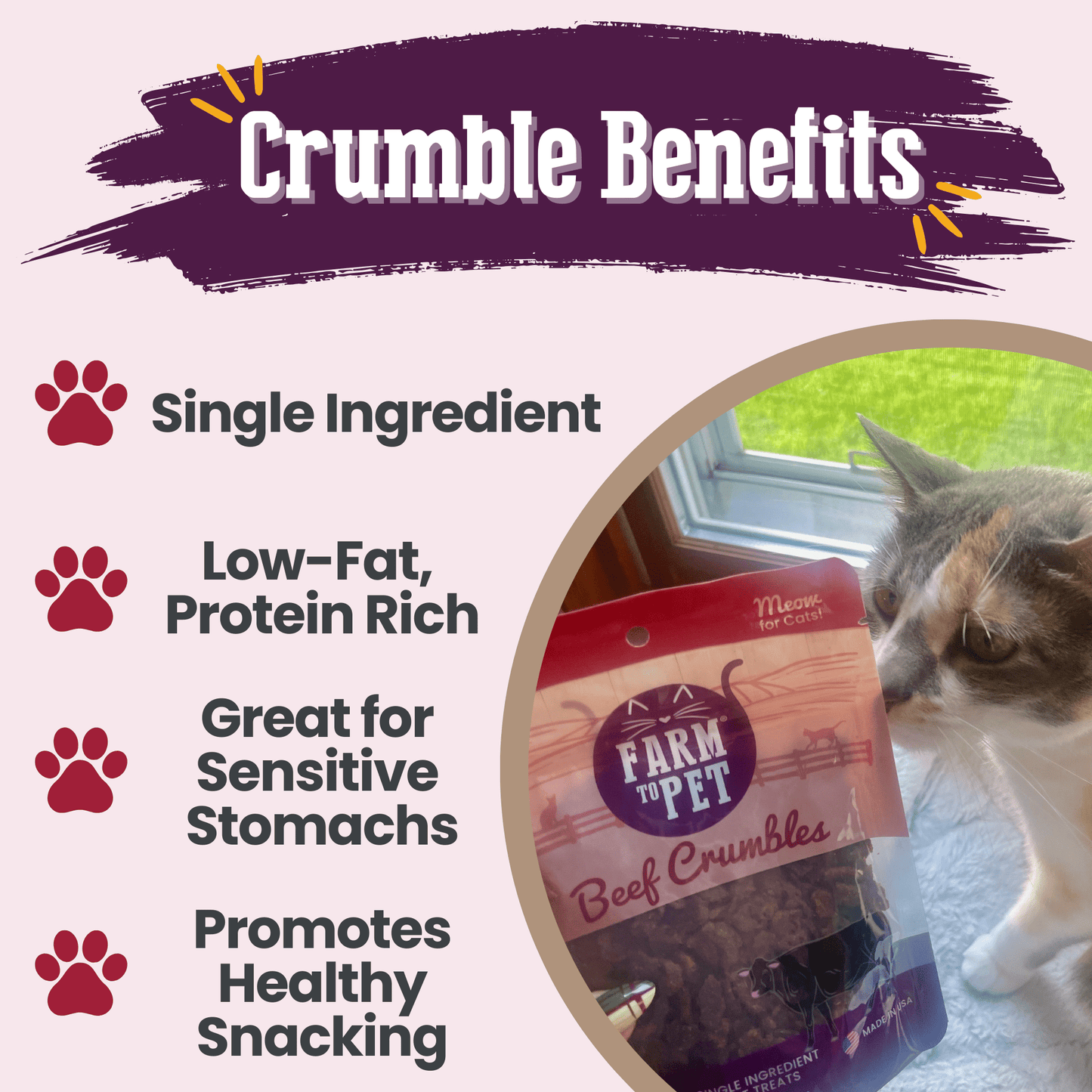 Beef Crumbles for Cats | Single-Ingredient, Grain-Free Cat Treats