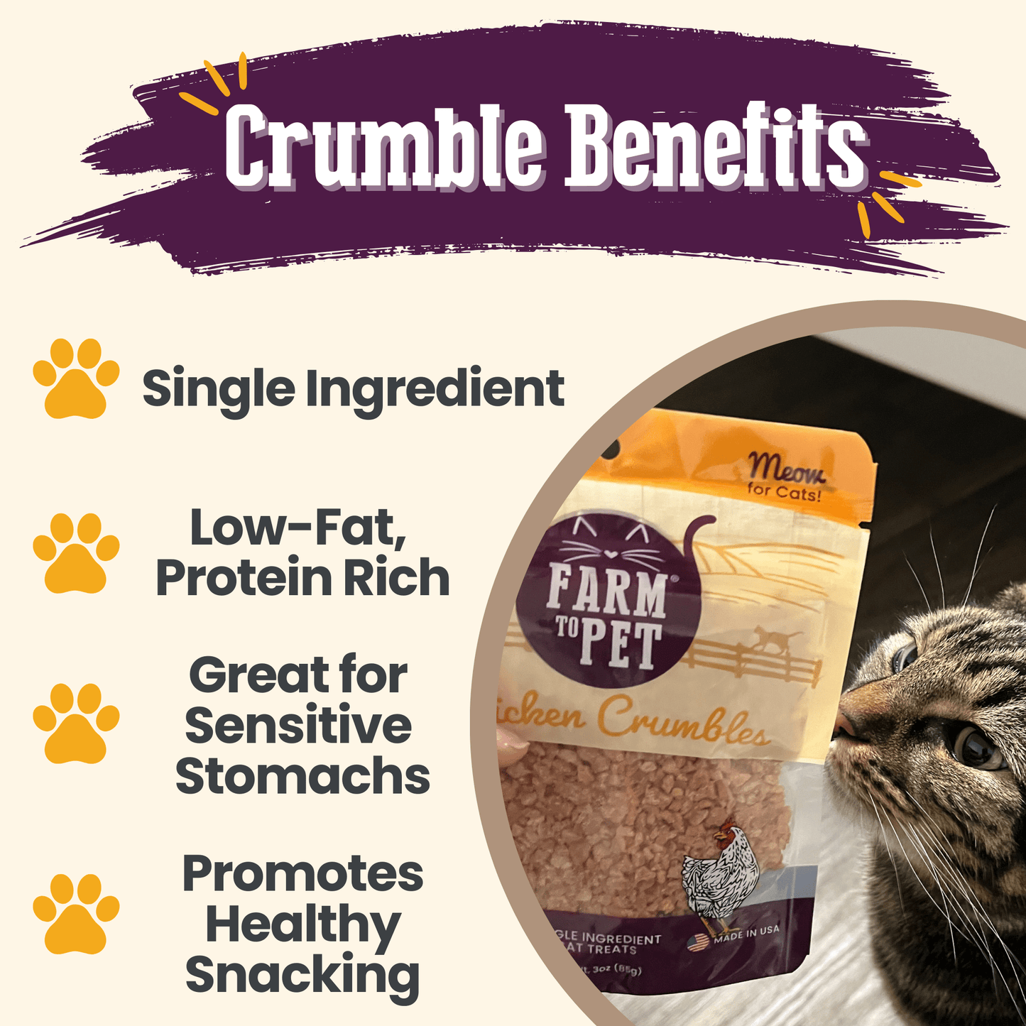 Chicken Crumbles for Cats | Single-Ingredient, Grain-Free Cat Treats