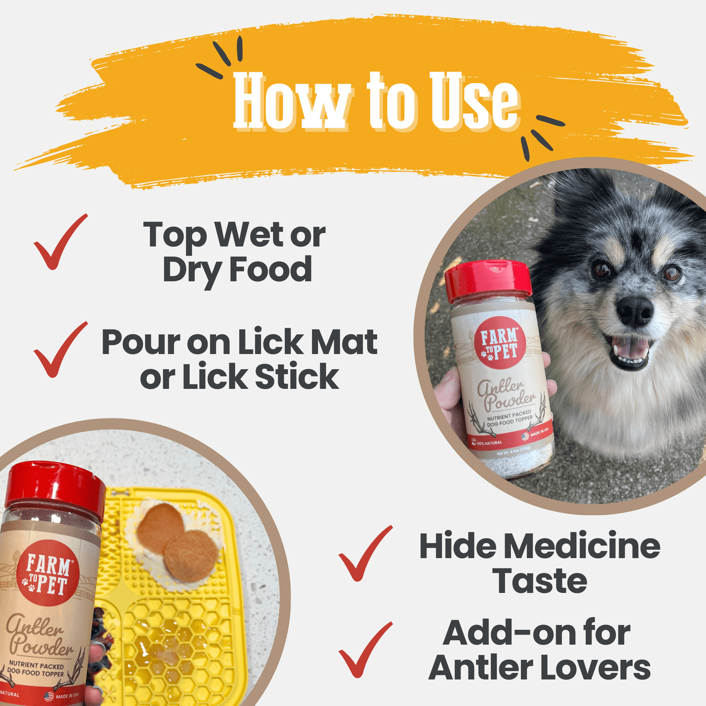 Elk Antler Powder Food Topper for Dogs & Cats