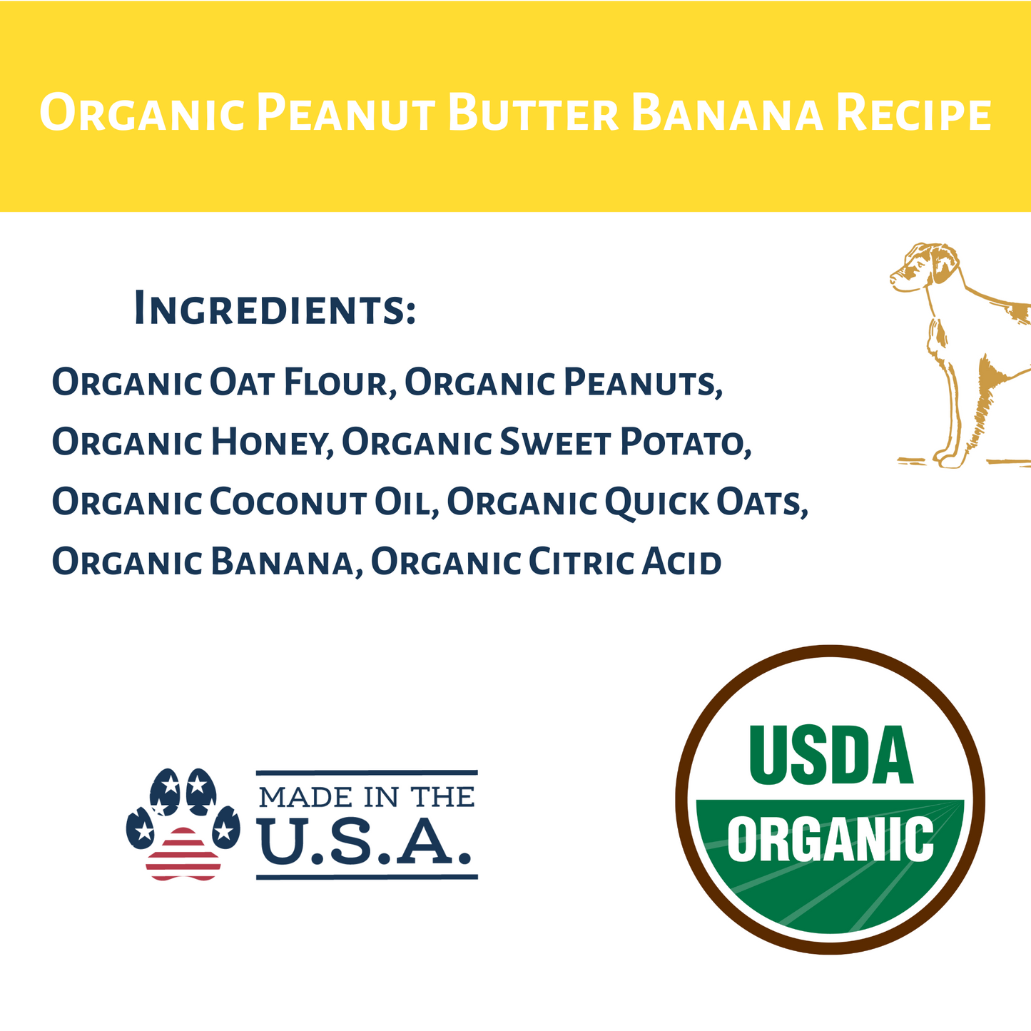 Dog Mamma's Organic Peanut Butter Banana Dog Treats – 6 oz | USDA Organic