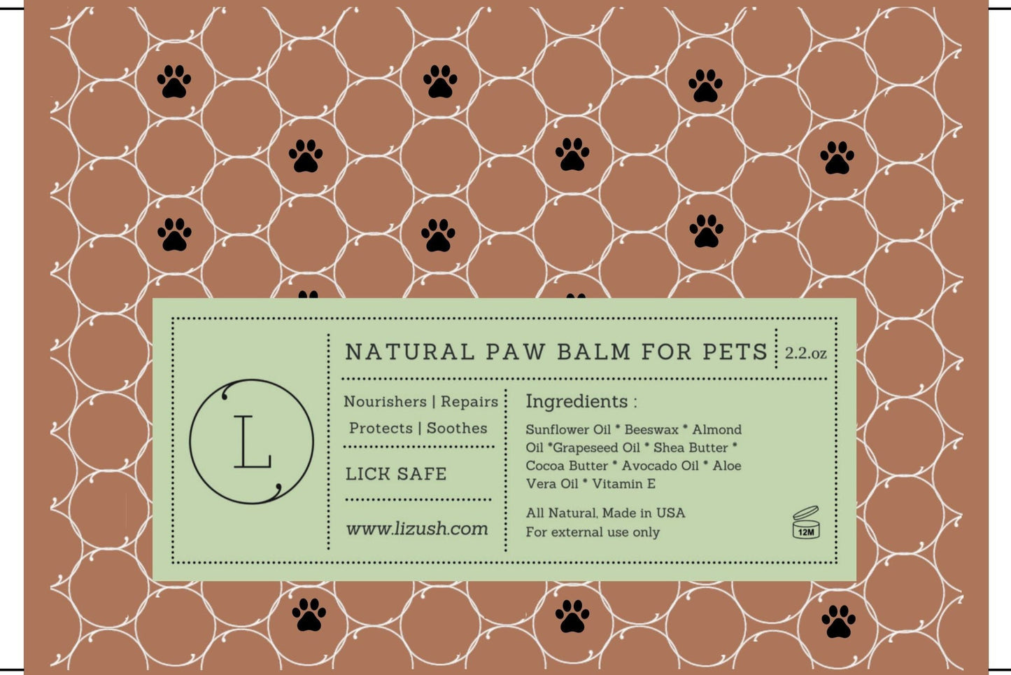 Lizush Natural Paw Balm for Dogs & Cats – Handmade, Plant-Based Protection