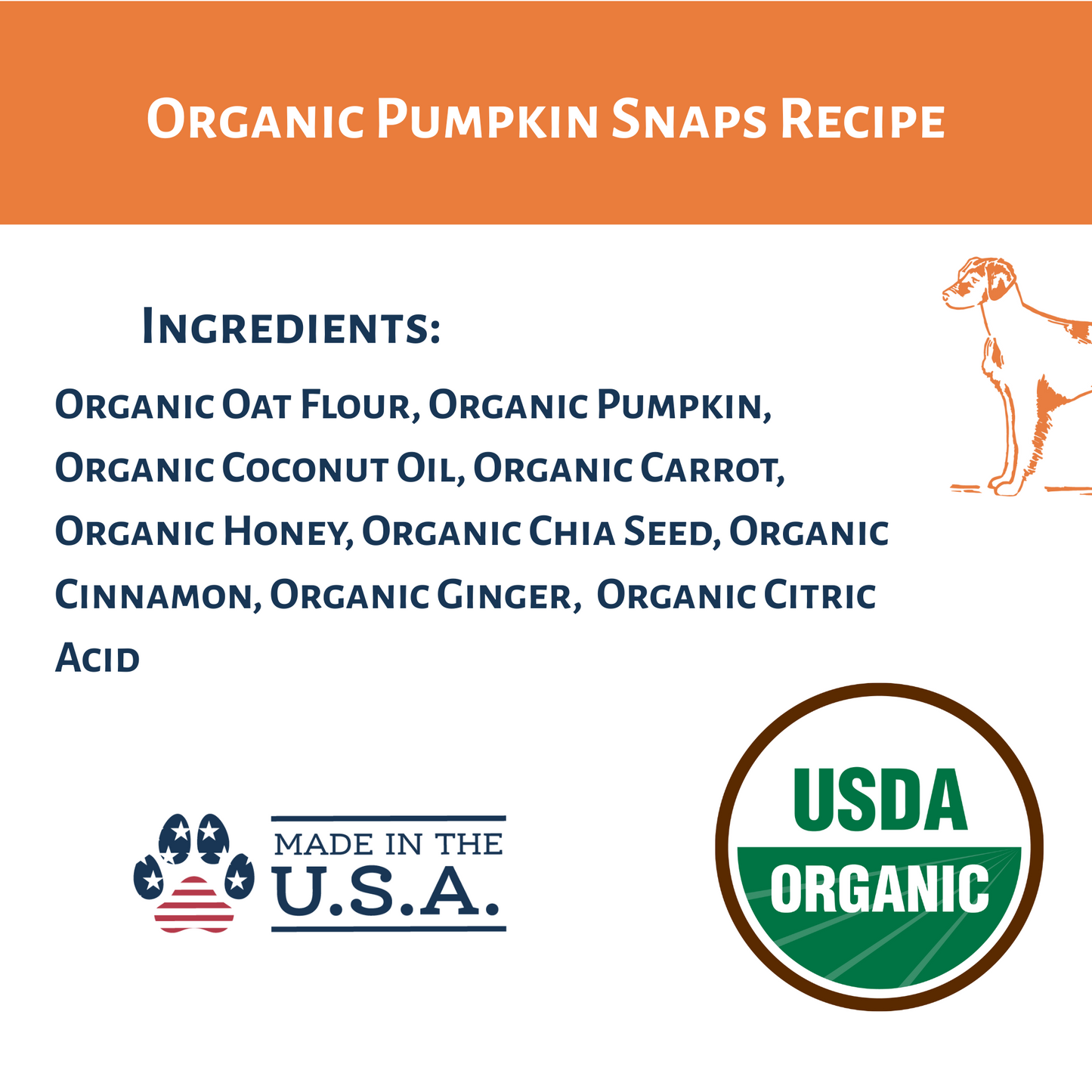 Dog Mamma's Organic Pumpkin Snaps Dog Treats – 6 oz | USDA Organic