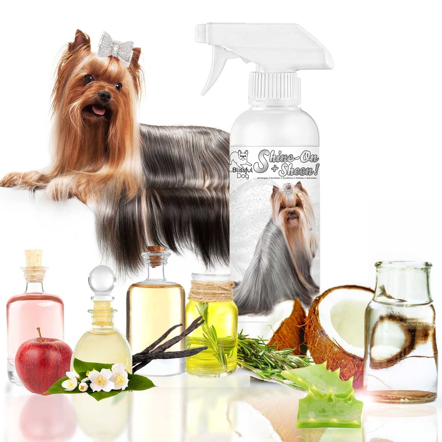Shine-On+Sheen Dog De-Tangling Coat Spray by The Blissful Dog – Leave-In Conditioner & Coat Polish