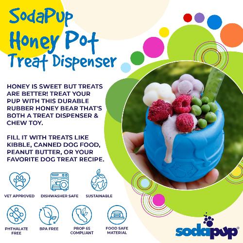 SodaPup Honey Pot Treat Dispenser & Enrichment Toy for Dogs | PUP-X Rubber | USA Made