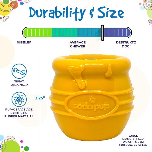 SodaPup Honey Pot Treat Dispenser & Enrichment Toy for Dogs | PUP-X Rubber | USA Made