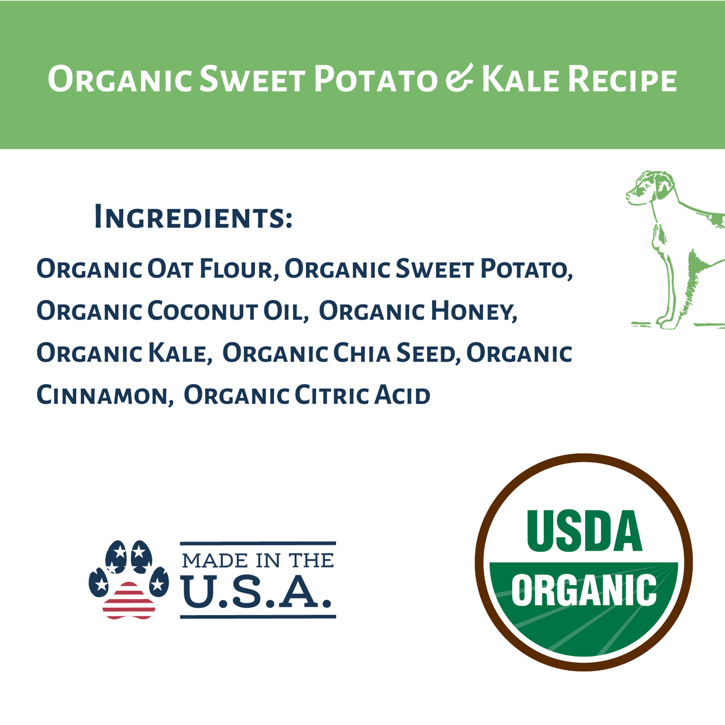 Dog Mamma's Organic Sweet Potato & Kale Dog Treats – 6 oz | USDA Organic