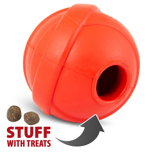 Jeffers Red Orbits Ball – Natural Rubber Treat Dispensing Dog Toy