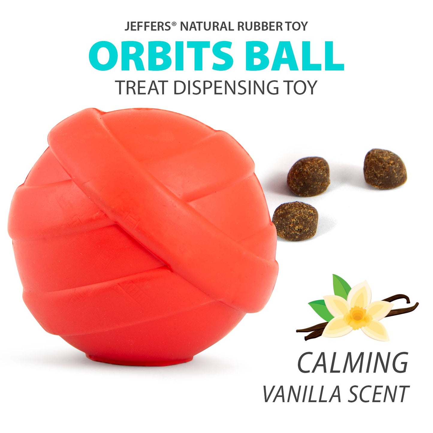 Jeffers Red Orbits Ball – Natural Rubber Treat Dispensing Dog Toy