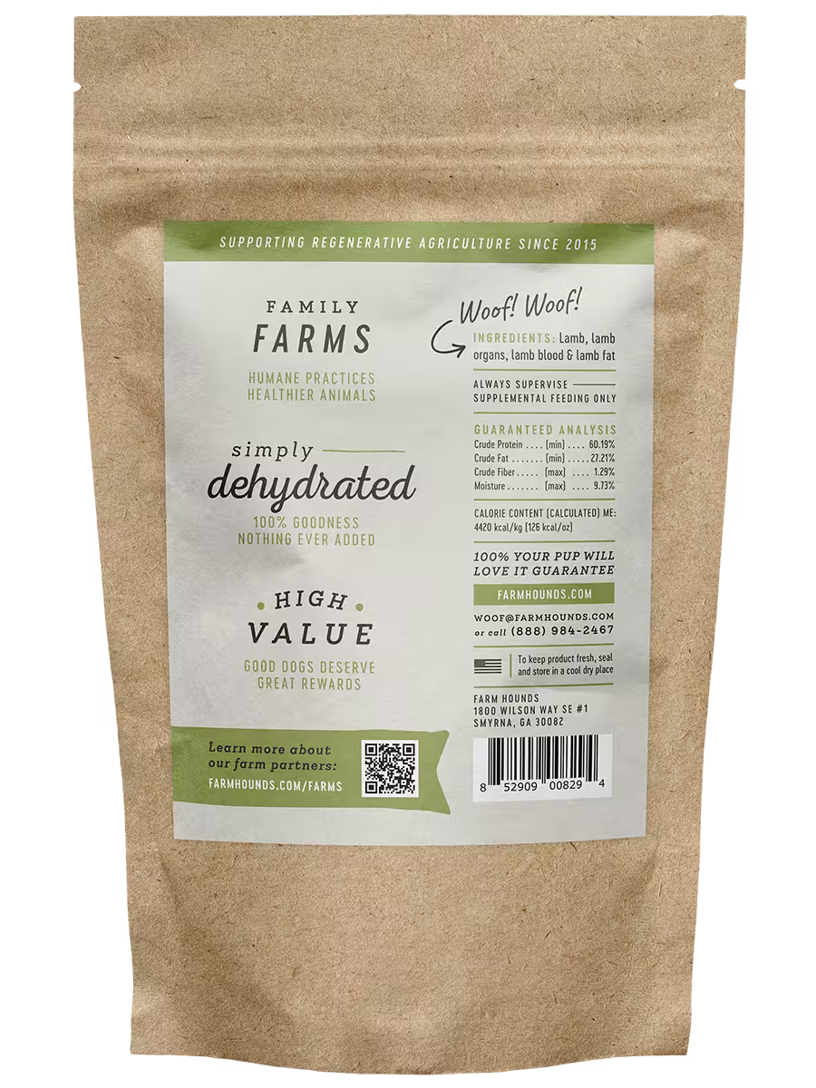 Farm Hounds Pasture-Raised Lamb Strips for Dogs – 4 oz