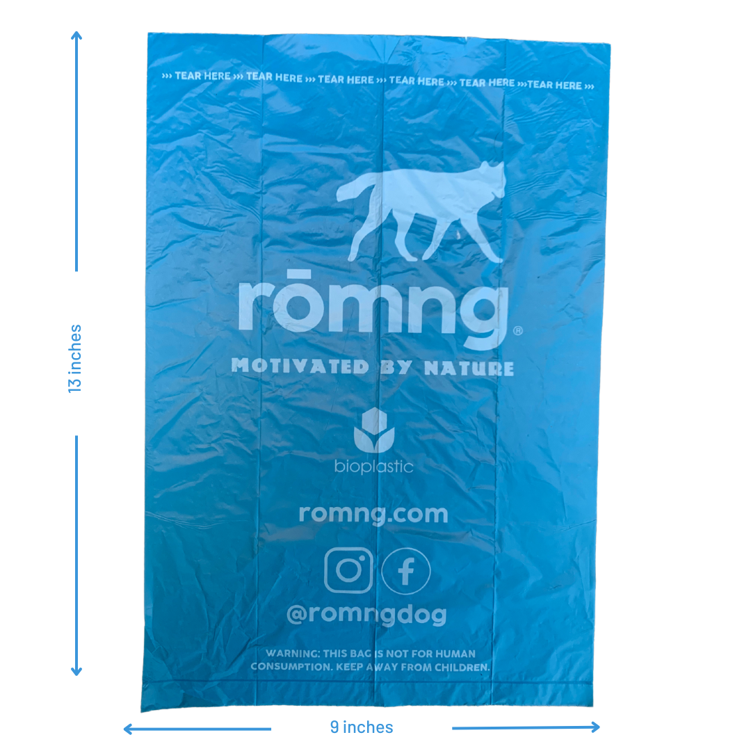 Bio-Based Dog Poop Bags + Bamboo Fiber Dispenser | 30% Less Plastic — rōmng