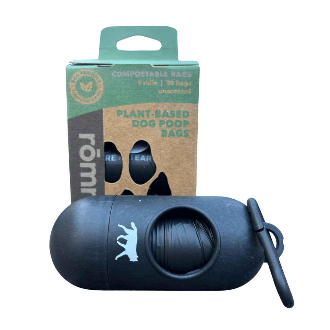 Compostable Dog Poop Bags + Bamboo Fiber Dispenser | TUV Austria Certified — rōmng